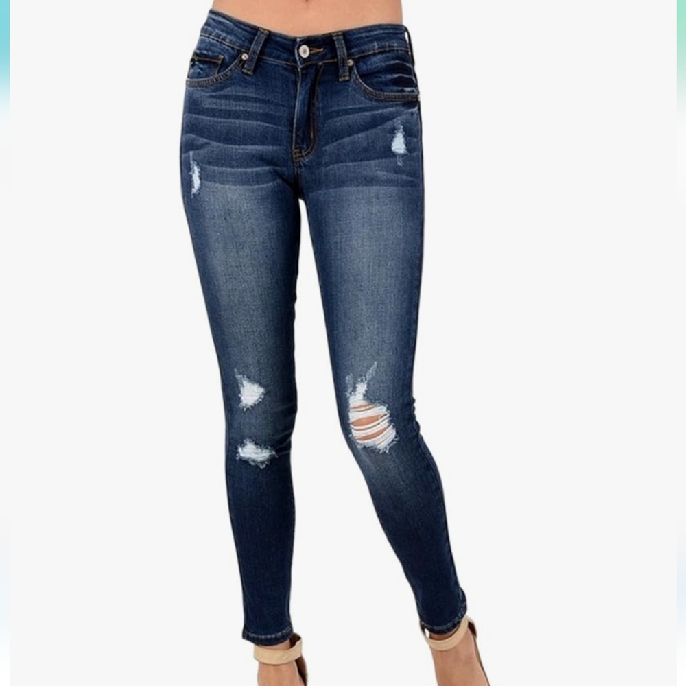 Women's Distressed Blue Jeans